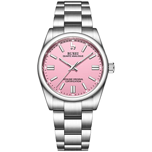BUREI US-8005-WO Montre Élégante avec Cadran Bleu Foncé Raffiné