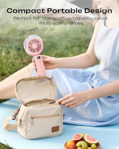 Image of Otlonpe Handheld Misting Fan Portable, Powerful 4 High Speeds Rechargeable Small Hand Held Fan Water Mist, 4000mAh Battery Operated, Foldable, Lanyard, Personal Cooling for Travel Men Wome
