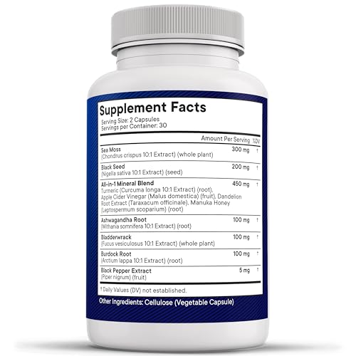 NEW AGE Sea Moss Capsules, Black Seed Oil Ashwagandha Turmeric Bladderwrack Burdock - with Manuka, Honey Dandelion, ACV Black Pepper Gluten Free - Image 7