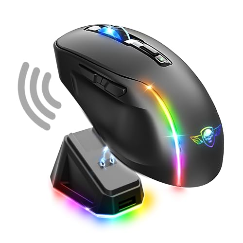 Spirit Of Gamer - Elite M50 Dark, Souris Gamer sans Fil RGB 8000 DPI, 6 Boutons Programmables, Connexion Bluetooth & 2,4 GHz, Autonomie Longue Durée 90h,...
