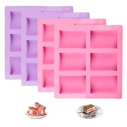 4 Pezzi Stampi per Sapone, Stampo Silicone Rettangolare, Morbido E Facile Da Rilasciare, Stampo Morbido per Saponi, 6 Cavità in Silicone Antiaderente, Per Saponi, Cupcake, Cioccolatini, Biscotti