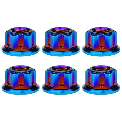 Image of Titanium M6 M8 M10 M12 M14 M16 Flange Bolt Nut Bicycle Motorcycle Rear Axle Car Modification Accessories Pack of 6 (M8 Pitch 1.25mm, Fire Blue)