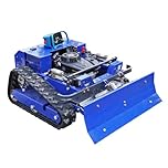 Tondeuse à Gazon Télécommandée avec Lame à Neige, Tondeuse sur Chenilles Hybride Essence-Électrique 4x4, Débroussailleuse Intégrée pour Terrain Accidenté