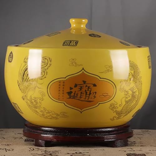 GUQASDV Recipiente de Cerámica para Arroz con Tapa, Bote de Almacenamiento de Alimentos y Contenedor Doméstico para Granos, Apto para Almacenar Frijoles y Comida para Mascotas(STYLE D,5KG)
