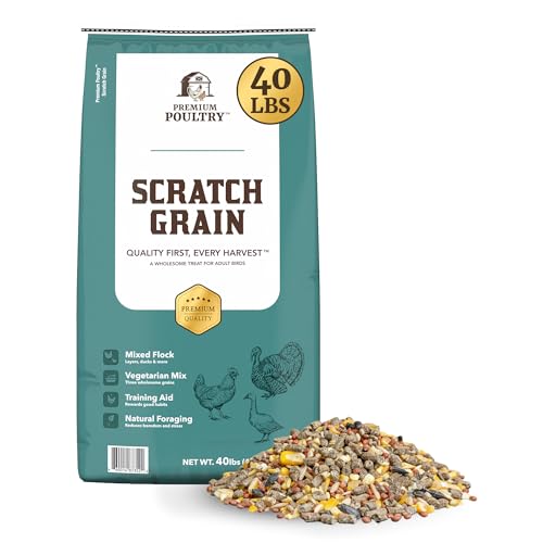 Chicken Scratch Grain for Chickens, Ducks & Turkeys, Natural 3-Grain Scratch Feed Treat, Made in USA, Foraging & Energy Support, 40 lbs
