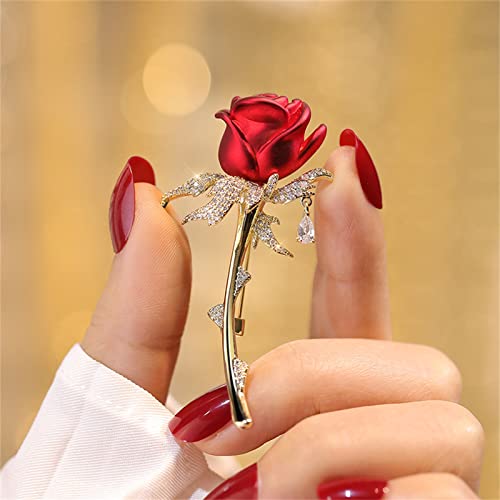 Image of Red Rose Flower Brooches and Pins for Women Costume Jewelry Brooch Pins Broches Jewelry for Women Elegant Lady Pin