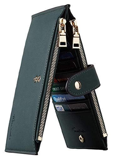 Image of Travelambo Leather Wallets for Women Slim RFID Blocking Bifold Credit Card Holder Wallet