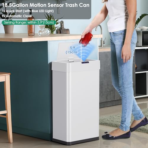 Bote de basura automático Arlopu sensor 21.1 galón blanco miniatura 5