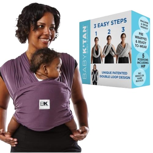 Image of Original Baby K'tan Baby Carrier: #1 Easy Pre-Wrapped, Soft, Slip-On, No Rings, No Buckles | 5 in 1 Baby Sling for Hands-Free Comfort | Eggplant | Medium