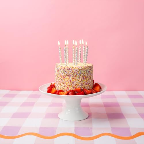 Talking Tables 8 x Twisted Spiral Silver Birthday Candles for Cake, Perfect for Birthdays, Weddings, and Celebrations, Cake Décor, Cupcake Decoration, Cake Topper, Metallic Candle, 3.15 inches - Thumbnail 2