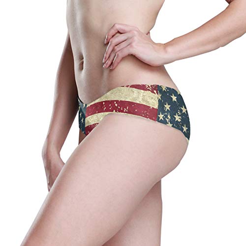 Patriotic Vintage American Flag Womens Seamless Underwear Breathable Stretch Bikini Panties #TOP2