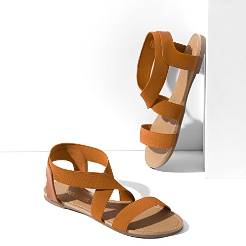 Image of DREAM PAIRS Women's Elastic Ankle Strap Flat Sandals Summer Dressy Shoes Cute Strappy Gladiator Sandals