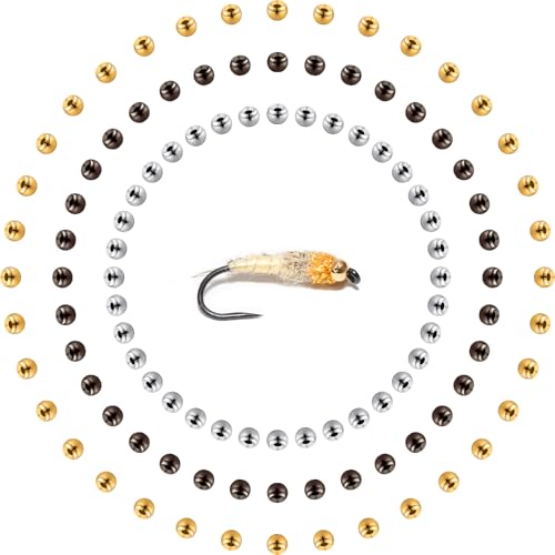 Skylety 120 Pieces Fly Tying Beads with a Plastic Box Tungsten Beads Round Ball Weights Head Ball Fly Tying Materials (1.5mm,Black, Gold, Silver)