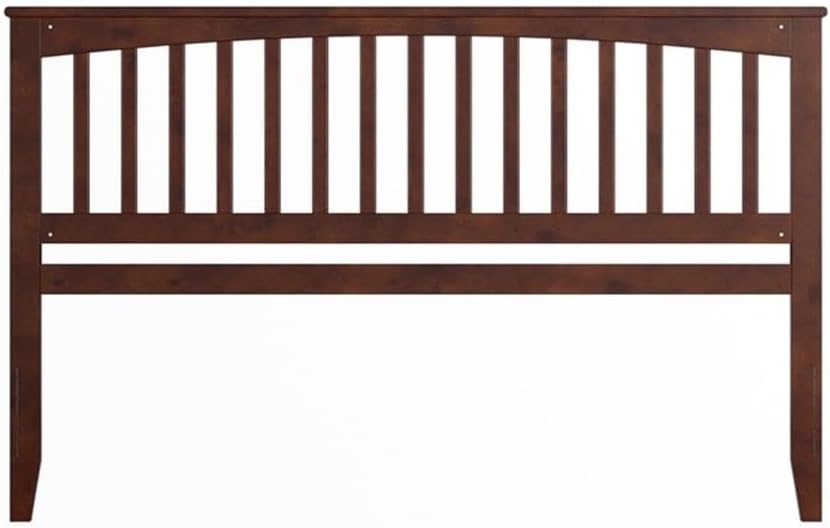 Pemberly Row King Wood Headboard with USB Charging Station, Walnut Finish, 80.75 in W x 50 in H, Solid Hardwood and Veneers, Traditional Slat Design for Bedroom Furniture