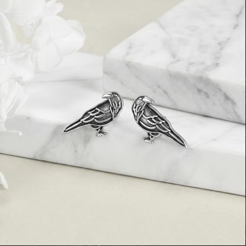 Image of Raven Stud Earrings Crow Bird Earrings Raven Stud Jewelry Gifts For Women Female Men Male Halloween