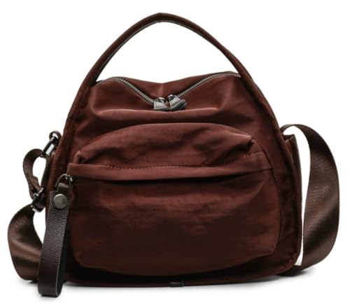 Nylon Tote Bag for Women Medium Multi-Pocket Top Handle Purse Lightweight Office Shoulder Handbag Retro Crossbody Bag