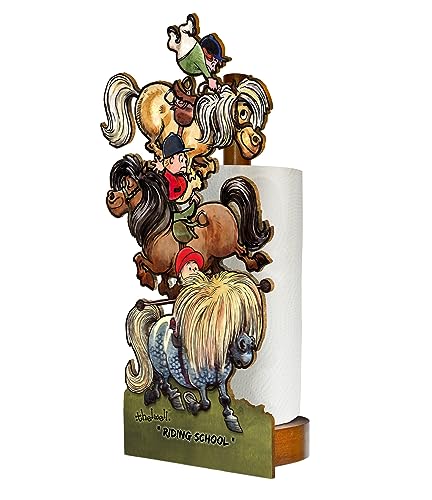 Looprints Fun Toilet Roll Storage & Kitchen Towel Holder Wooden Stand, Riding School, Various Sizes - Image 3