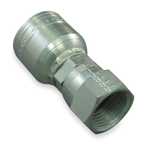 Image of Aeroquip 1AA3FJ4 Carbon Steel Global TTC (Thru the Cover) Crimp Hose Fitting Female JIC Swivel, Straight, 1 /4 inch Hose ID, 3 /8 inch - 24 Thread
