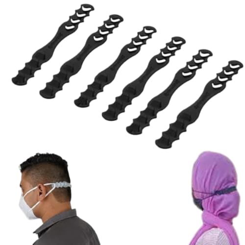 FOXTAIL Mask Extender Strap – 6 Pcs Adjustable Ear Saver Hook for Face Mask, Hijab Mask Holder & Extension Strap, Reusable, Soft & Comfortable, Multicolor – Pain Relief for Ears