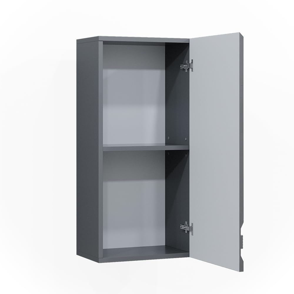Vicco Armario de baño Fredd, Antracita Alto Brillo, 36.4 x 77 cm, de Pared con Dos estantes Interiores Ajustables