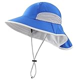 Connectyle Kids Wide Brim Neck Flap Sun Protection Hat Mesh Vent Bucket Sun Hat