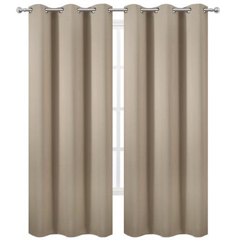 Image of LEMOMO Khaki Thermal Blackout Curtains /38 x 84 Inch /Set of 2 Panels Room Darkening Curtains for Bedroom