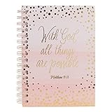 Small Hardcover Journal Notebook Notepad: Lined Spiral Notebooks/Journals with Cute Cover Design and Phrase - Personal Diary for Writing Notes in and Journaling - With God All Things Are Possible