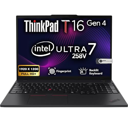 Image of Lenovo ThinkPad T16 G4 Business Laptop, 16 inch WUXGA IPS Display, Intel Core Ultra 7 258V (Beats i7-1355U), 32GB DDR5 RAM, 512GB SSD, WiFi 6E, Backlit KB, Fingerprint Reader, Windows 11 Pro