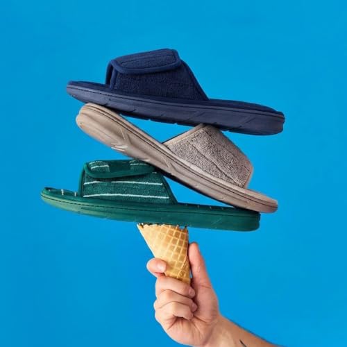 Image of Dearfoams Men's Adjustable Indoor /Outdoor Memory Foam Machine Washable Summer Slide Slipper
