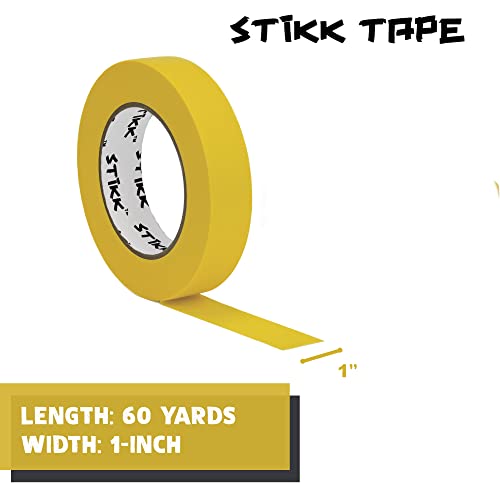 Stikk Painters Tape - 3Pk Yellow Painter Tape - 1 Inch X 60 Yards - Paint Tape For Painting, Edges, Trim, Walls, Ceilings, Finishing - Masking Tape For Diy Paint Projects - Residue-Free Painting Tape #TOP1