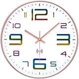 VIVILINEN Wanduhr Funk mit Großen Zahlen Funkuhr Wand Lautlos Wanduhr Ohne Tickgeräusche...