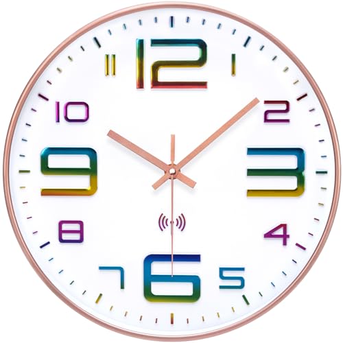 VIVILINEN Horloge Murale Radio Pilotée Silencieuse 30cm sans tic-tac Pendule Murale à Grands Chiffres pour Chambre Cuisine Salon Changement d'heure...