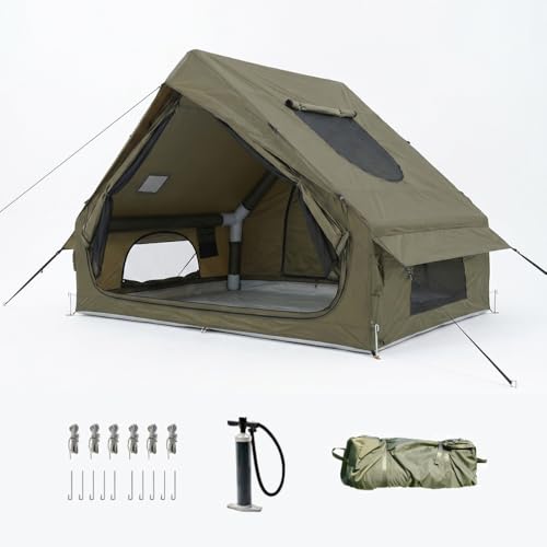 Image of Inflatable Glamping Tent for Family Camping, 4-6 Person Air Tent w /Skylight