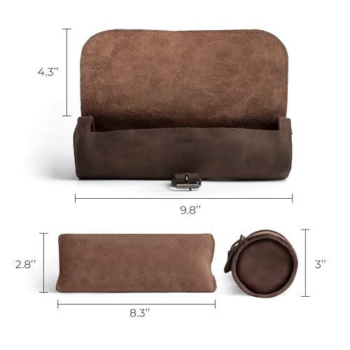 Image of Hide & Drink, Cylinder Watch Case, Holds 4 Watches, Storage Box, Jewelry Roll Organizer, Travel Accessories, Full Grain Leather, Handmade, Bourbon Brown