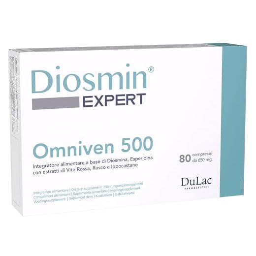 Dulàc - Diosmina Hesperidina 500mg para la Circulación de Piernas Cansadas, Contra Piernas Hinchadas, Varices, Arañas Vasculares, Lipedema, Complemento Alimenticio Omniven 500 80 Comprimidos