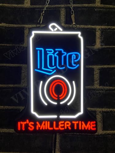 Vivid Sign New It's Miller Time Millers Lite Beer Beer Cute Super Bright Vivid LED Neon Sign Lamp 10"
