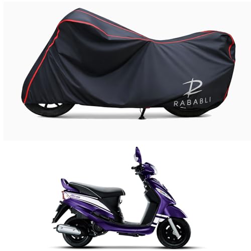 Image of Waterproof Bike Body Cover Compatible for | Mahindra Rodeo UZ | Taffeta Fabric, Red Piping Design, Bottom Elastic Fit | Dustproof, Sun UV & Rain Protection for All Bikes