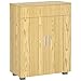 kleankin Armario de Baño con 2 Puertas y 2 Estantes Ajustables de 7 Niveles Mueble Auxiliar de Almacenaje para Salón Cocina Antivuelco 60x30x80 cm Natural