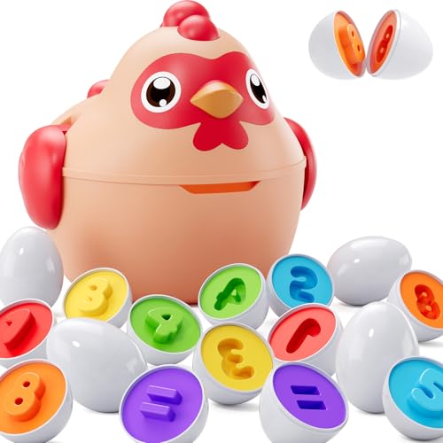 HYES Egg Toys for Toddlers 1-3, 12PCS Matching Eggs Shape