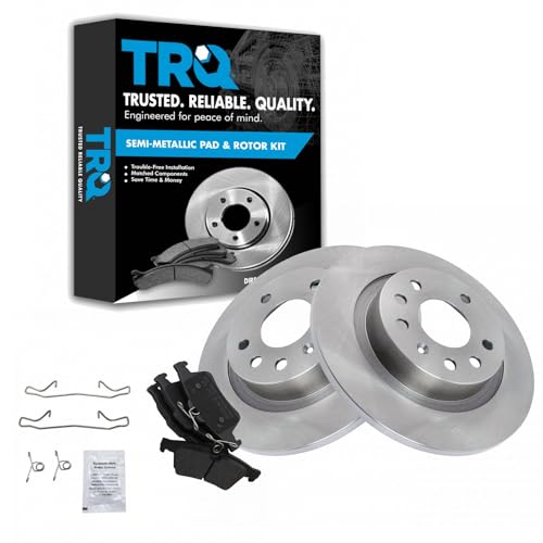 Image of TRQ Rear Brake Pad and Rotor Set Semi Metallic Solid Rotors