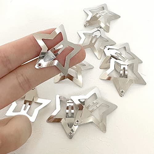 Sliver Star Hair Clips For Girls Kawaii Small Hair Clips For Kids Snap Hair Clips Hollow Out Stars Hair Barrettes For Women Metal Hairpin Pentagram Hair Clip Hair Pins Cute Hair Accessories,10Pcs/Set #TOP6