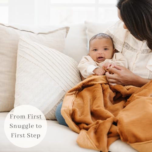 Image of SARANONI Luxury Receiving Blankets for Babies | Ultra-Soft Lush and Boutique Quality Baby Blanket | Camel - 40 inch x 30 inch