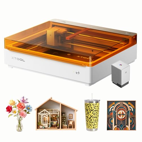 xTool M2 10W Color Craft Laser Engraver with Full-Color CMYK Inkjet Printer Built-in Dual Cameras Class 1 Enclosed Safe Laser Engraving Machine for Wood Leather Felt Fabric Paper DIY Crafts