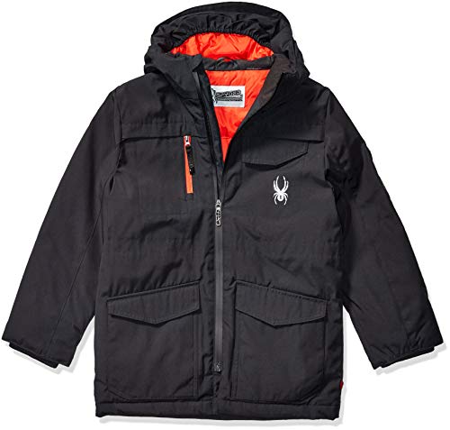 Spyder Boys' Big Midweight Water Resistant Hooded Parka-Black, Large (14/16) #TOP22