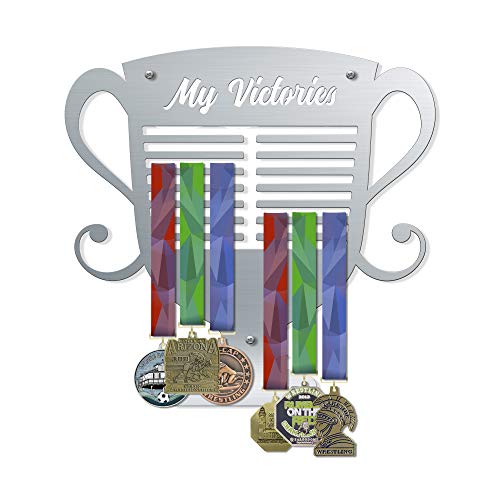 VICTORY HANGERS My Victories Trophy Style Medalla Colgador V2 Montado en la Pared Medalla Soporte Muestra hasta 80 Medallas Elegante Deporte Adhesivos de Pared Decoración del Hogar Decoración de Pared