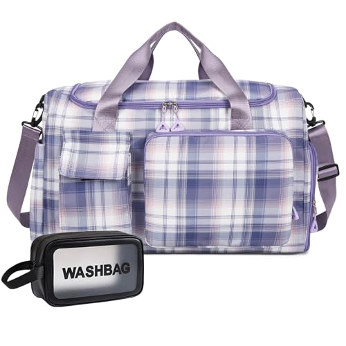 Image of Small Gym Bag for Women, Travel Duffle Bag Carry On Weekender Bag with Shoe Compartment