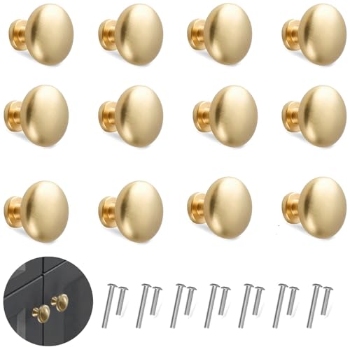 THSIREE 12PCS Cabinet Knobs, Gold Drawer Pulls Cabinet Knobs Inway, Round Drawer Knobs Cabinet...