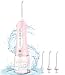 Portable Water Flosser Oral Irrigator – Vosaro Professional Dental Water Pick Teeth Cleaner With 3 Jet Tips, Cordless Flosser For Braces & Travel- Anti Leakage Design, Pink 200ML