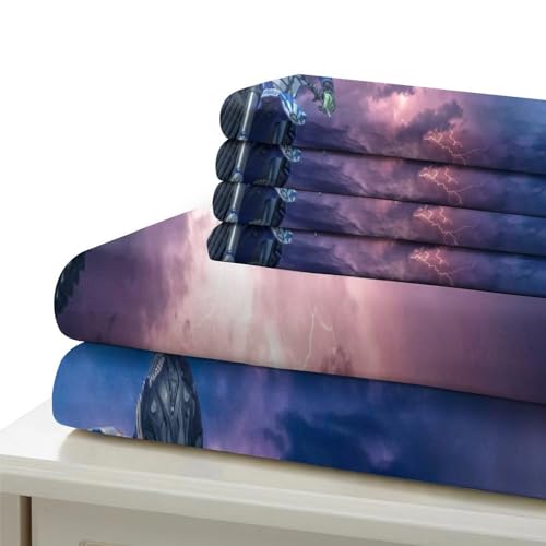 Housse de couette motocross 3D en microfibre zippée 3 pièces pour lit simple - 7
