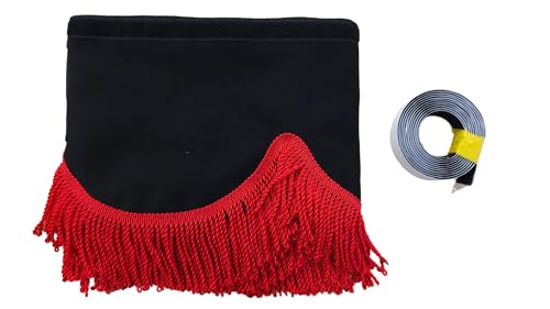 Rideau De Camion Avec Pompons – Protection Contre Le Soleil Et La Chaleur – Fermeture Velcro – Beige Clair, Pompons Bleus
